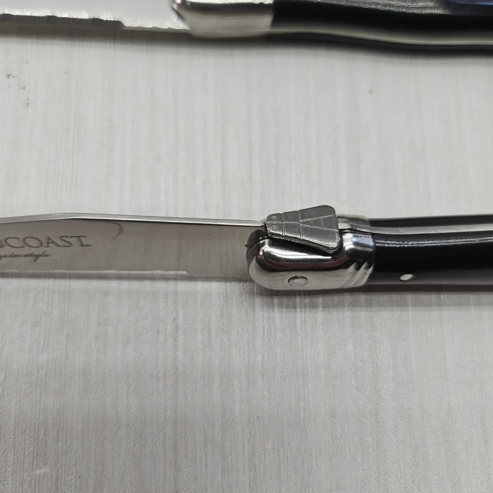 Gold Coast Steak Knife Set 6 Piece Black Handle Stainless Steel Serrated 9 inch